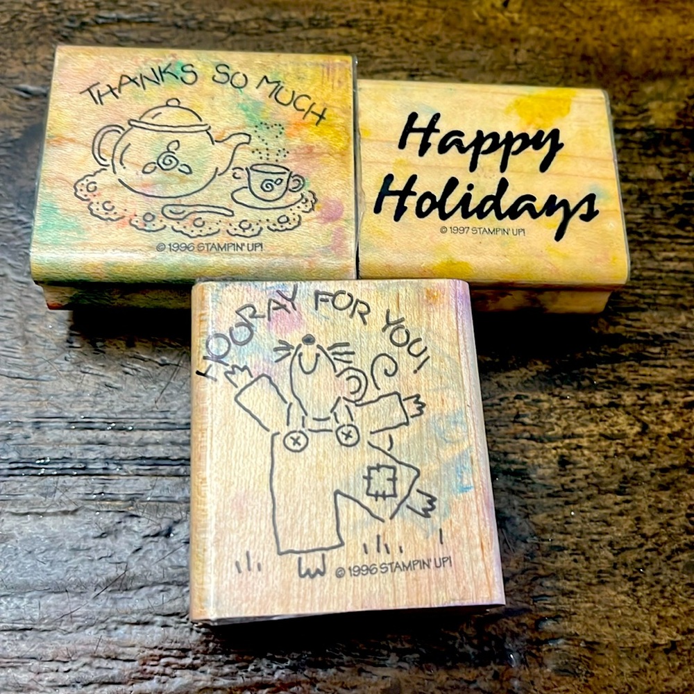 1996-1997 Stampin’ Up Wooden Stamps Set of 3